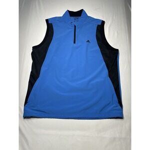 Adidas Vest Men's Blue Stretched Sleeveless Golf Vest 1/4‎ Zip Size XL Polyester